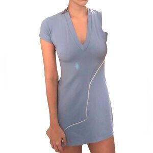 Susana Monaco V-Neck Mini Dress Light Baby Blue Small